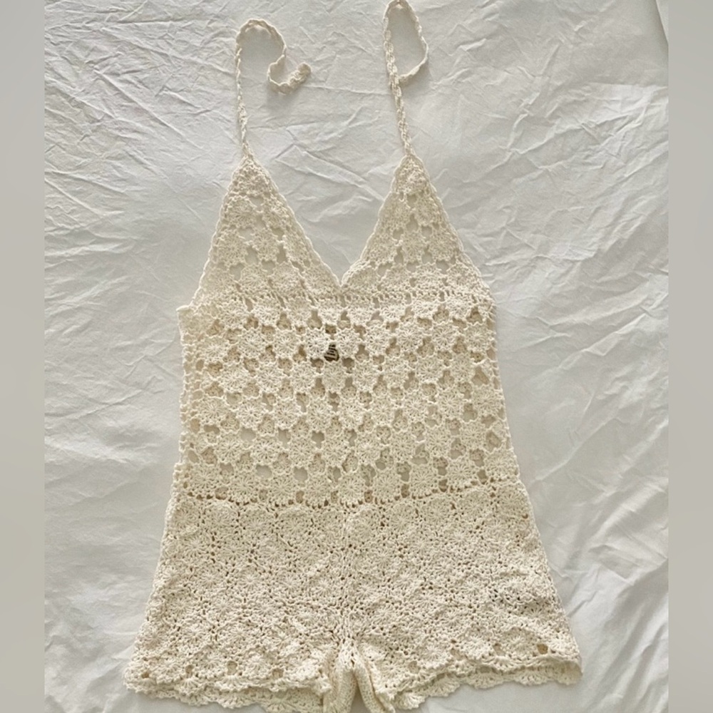 Cleobella Ivory Crochet Halter Romper - Picture 5 of 6
